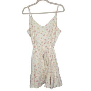ModCloth Dress Floral Dress Mini Dress Ruffle Hem Dress Awe Of Above 12 Ivory
